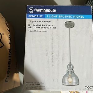 Brushed Nickel Pendant Light with clear seeded glass